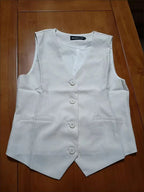 Spring Summer Korean Fashion Vest 2025 New Women Short Fashion V-neck Sleeveless Casual Blazer Waistcoat Coats Female Tops