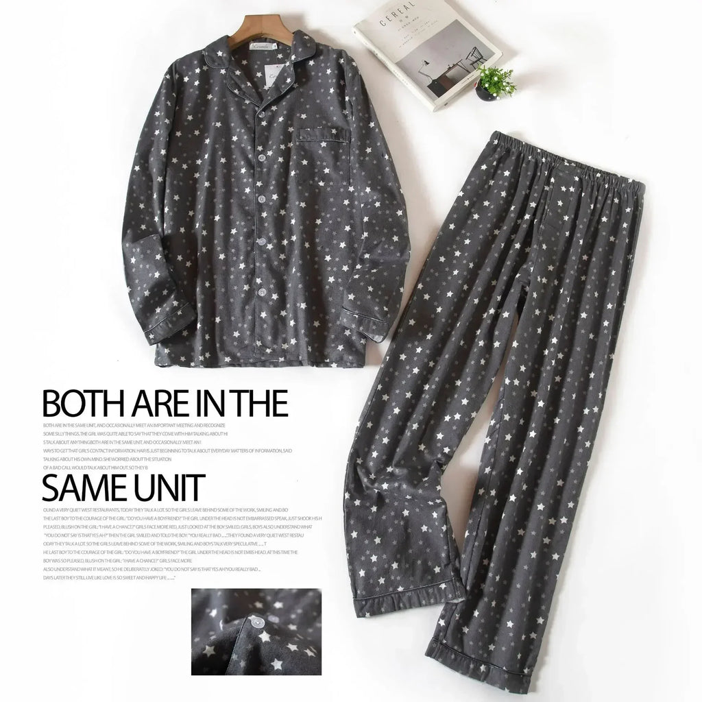 Men's Home Suits Long-sleeved Trousers Suits for Autumn and Winter Pijamas for Men Flannel Plaid Design Pajamas for Men