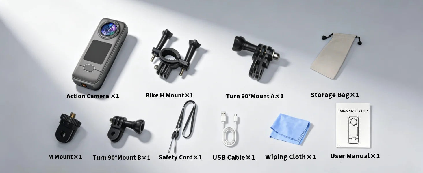 4K Action Camera WiFi IPX6 Waterproof 3.5H Battery Fast Charge Ultra HD Photo 1.4" Touch Screen Vlog  Helmet Cam 12 Accessories.