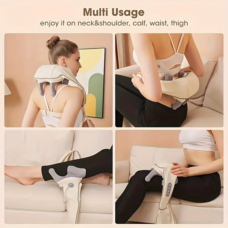 Neck Shoulder Massage Shawl Relaxer Cervical Spine Muscle Heated Trapezius Massager Press Kneading Charging