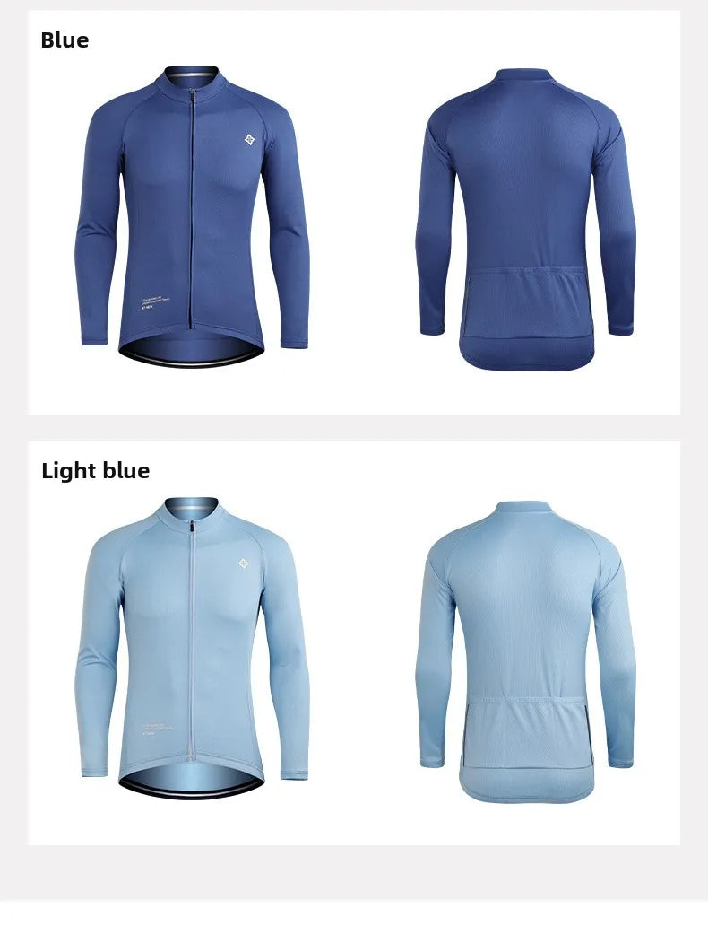 XINTOWN Men's Long Sleeve Cycling Jersey, Spring/Summer Racing Apparel, Export Bicycle Clothing, Solid Color Long Top