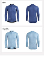 XINTOWN Men's Long Sleeve Cycling Jersey, Spring/Summer Racing Apparel, Export Bicycle Clothing, Solid Color Long Top