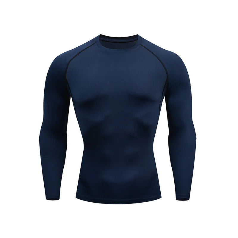 Men's Compression Long Sleeve Shirt Black Fitness T-shirt Male Running  Quick Drying Gym Top Sun Protection Sports Base Layer