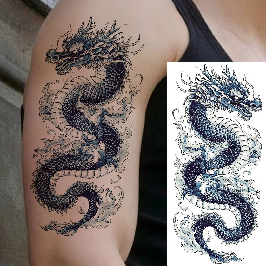 1 Sheet Cobra Snake Dragon Scorpion Temporary Tattoos For Men Women Waterproof Long Lasting Lion Tiger Wolf Fake Tattoo Stickers