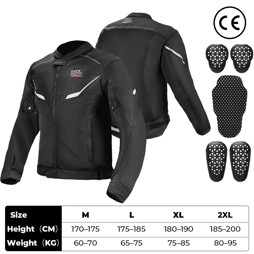 Summer Motorcycle Jacket Men's Riding Clothing Breathable CE Protector Gear Soft Mesh Inner Outdoor Motocross Outfit Off-road Cycling