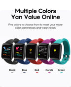 Smart Watch Sport Wristband Fitness Monitoring Track Heart Rate Call and Message Remind Men Smartwatch Woman 116 Plus Clock D13
