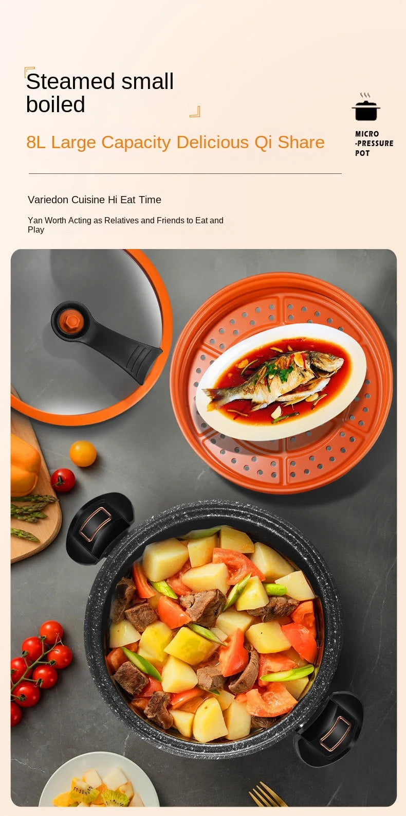 Large-Capacity Micro-Pressure Sandpot Household Slow-Cooking Stew Pot Soup Pot Stainless Steel Pumpkin Pot Induction Cooker & Ga