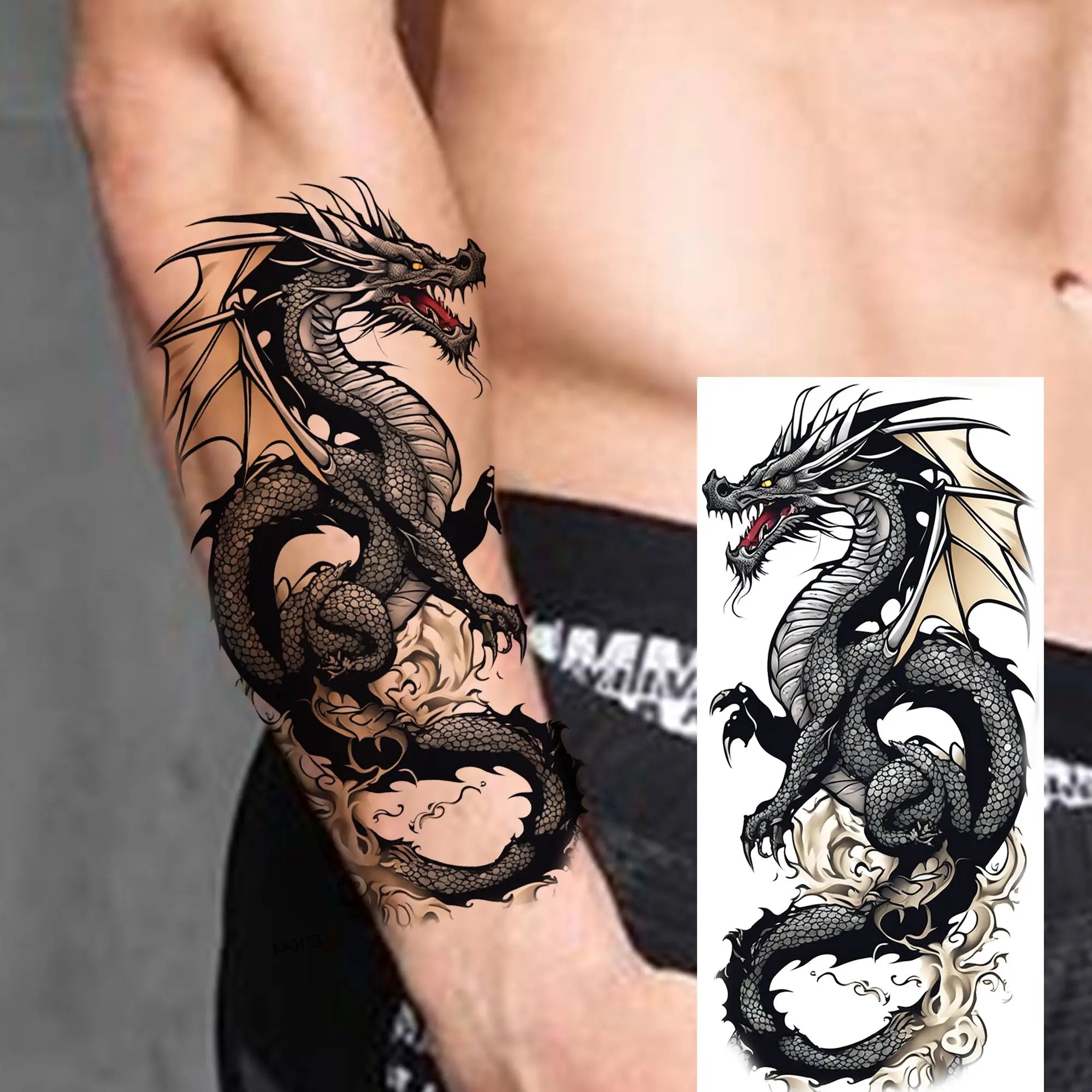 1 Sheet Cobra Snake Dragon Scorpion Temporary Tattoos For Men Women Waterproof Long Lasting Lion Tiger Wolf Fake Tattoo Stickers