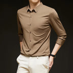 Premium Men's Ultra-Stretch Shirt - High-Quality Silky Business Formal Long-Sleeve Shirt for Social and Casual Wear