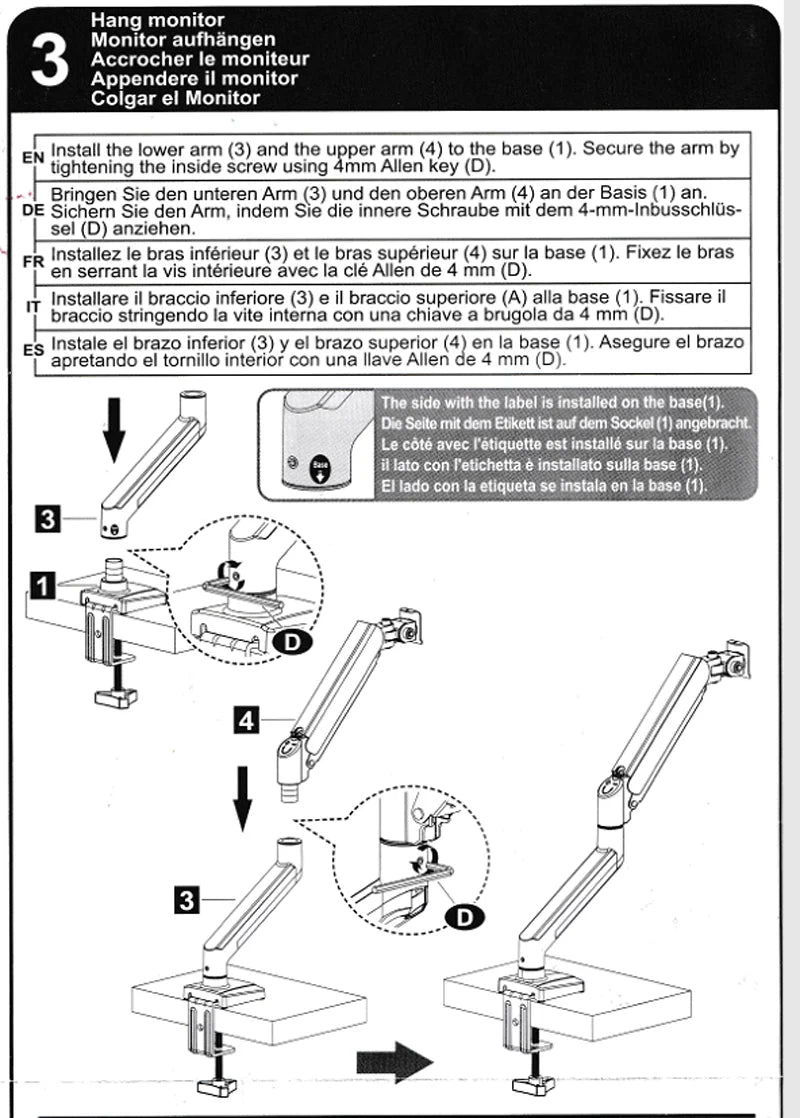 D-MOUNT D80 metal alumin 2-10KG 13"-32" monitor desktop stand mount gas spring arm full motion rotate clamp 0-60mm grommet