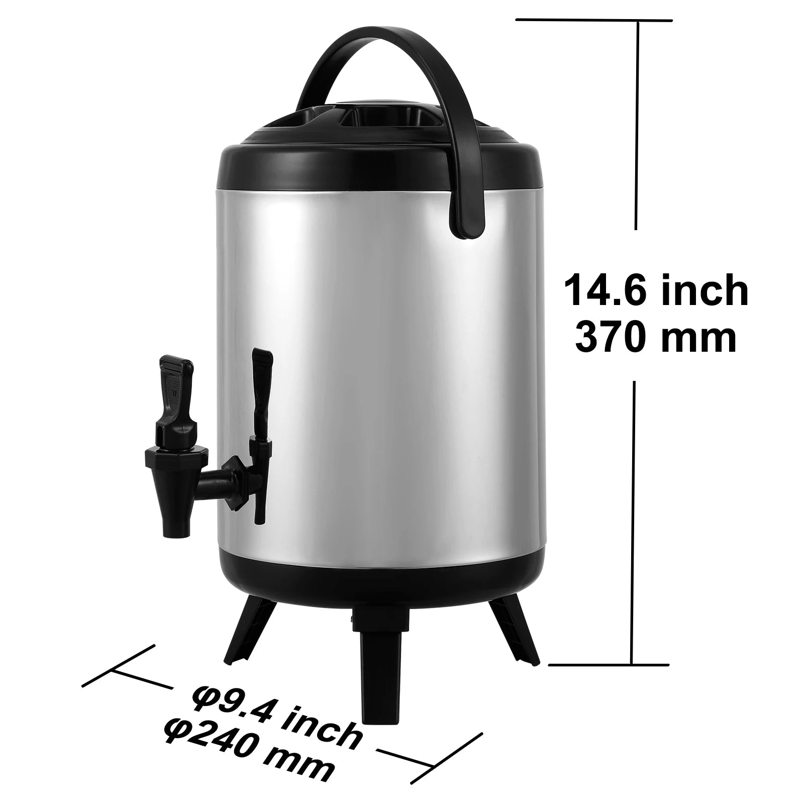 SucceBuy  Stainless Steel Insulated Beverage Dispenser 2 Gallon 7.6 Liter Thermal Hot and Cold Drink Server Dispenser