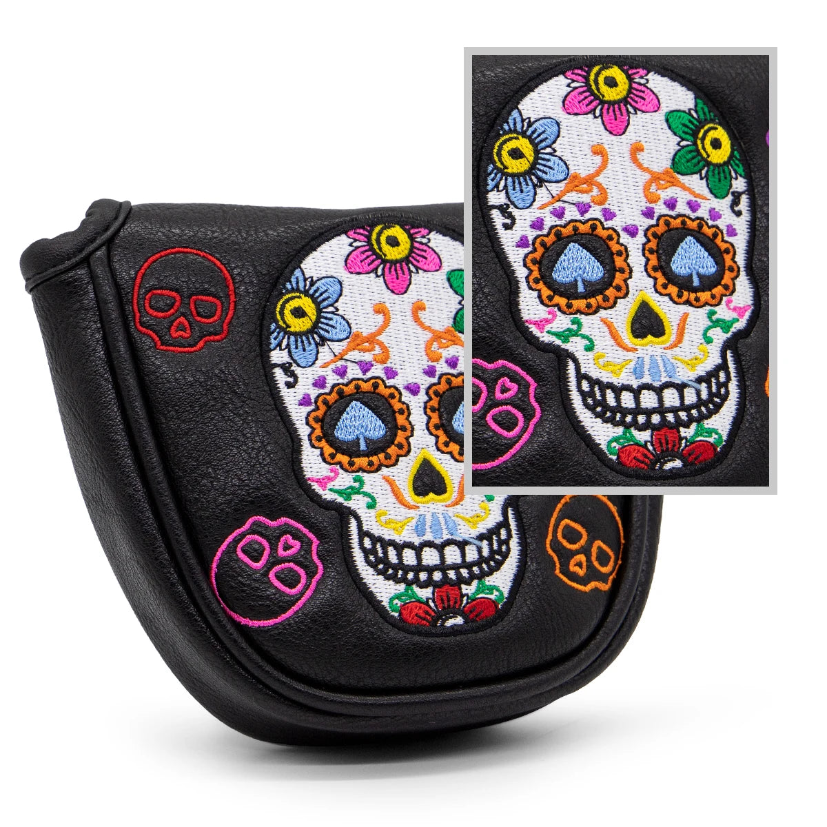 Golf Club Headcovers #1 #3 #5 Wood Head covers Skulls Design Driver Fairway Hybrid Woods Headcover Black PU Premium Leather Head