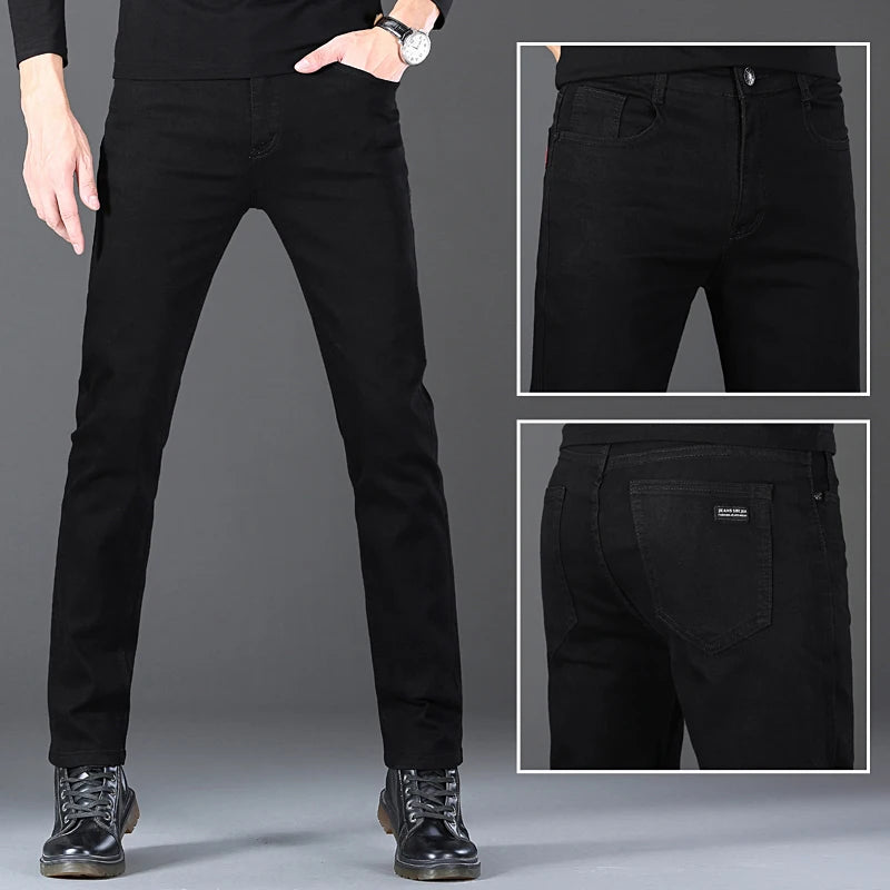 Wthinlee 8 Models Spring Autumn Business Jeans Men Casual Straight Stretch Fashion Classic Work Denim Trousers Brand Clothing