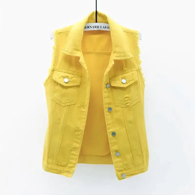 Fashion Denim Vest Women's Cropped Spring Summer Sleeveless Tops Short Jackets Waistcoat Top Outerwear Jean Cowboy Female Main image