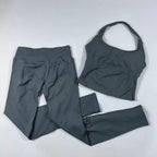 NO LOGO Yoga outfit sports Impact gym set Halter Top and leggings pant sets Backless halterneck High stretch sportswear