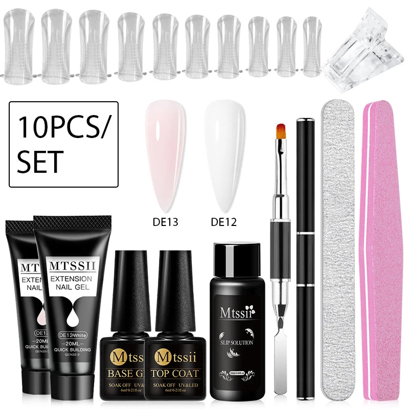 24PCS/Set 20ml Poly Naili Extension Gel  Kit Mini UV Lamp Sealer With Base Top Coat Professional Poly UVNail Gel Kit Starter Kit