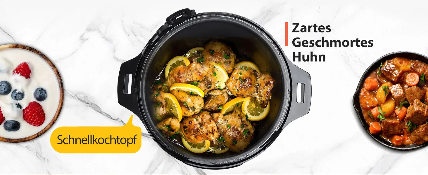 Aigostar Pressure Cooker 6L, 18-in-1 Multicooker, Keep Warm, Non-Stick Coating, Easy Cleaning, Digital Touchscreen, 1000W Pressu
