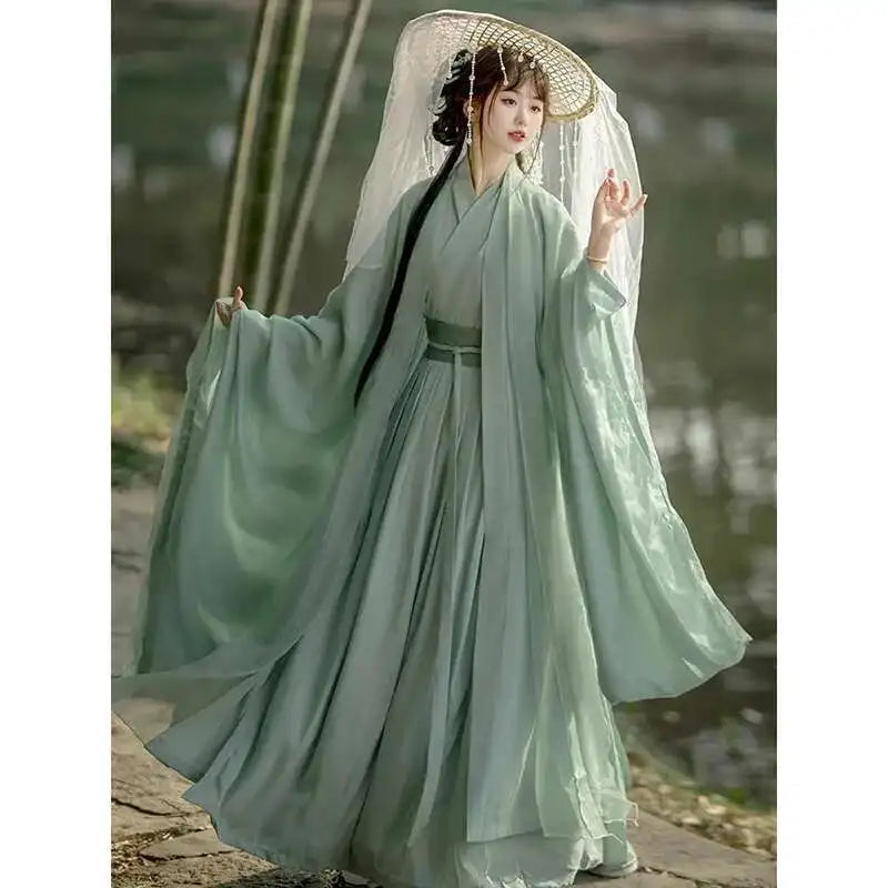 China Traditional Hanfu Women Evening Dresses Elegant Fairy Skirt Loose Big Sleeves Elegant Dress Banquet Dance Clothes Spring Main image