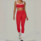 2PCS Women's Yoga Set High Waist Peach Hip Removable Padding Sports Bra Pants Fitness Suit Running Workout Gym Leggings Yoga Set