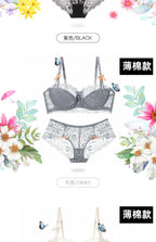 MOYISU Summer Lingerie Set Sheer French Lace Minimiser Bra Briefs Ultra Thin Sexy Women's Underwear Big Bust Sexy Tushy & Panty