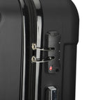 Comanlai 3Pcs Rolling Luggage Sets, Black Hard-shell Suitcases, Classical Striped Design, with 360° Universal Wheels, TSA Lock and Telescopic Handle,  for Business Outdoor Travelling
