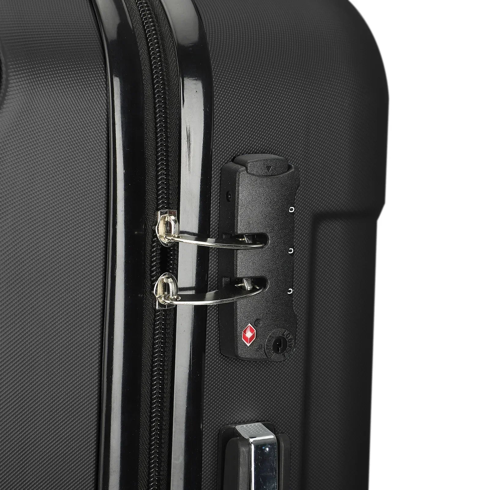 Comanlai 3Pcs Rolling Luggage Sets, Black Hard-shell Suitcases, Classical Striped Design, with 360° Universal Wheels, TSA Lock and Telescopic Handle,  for Business Outdoor Travelling