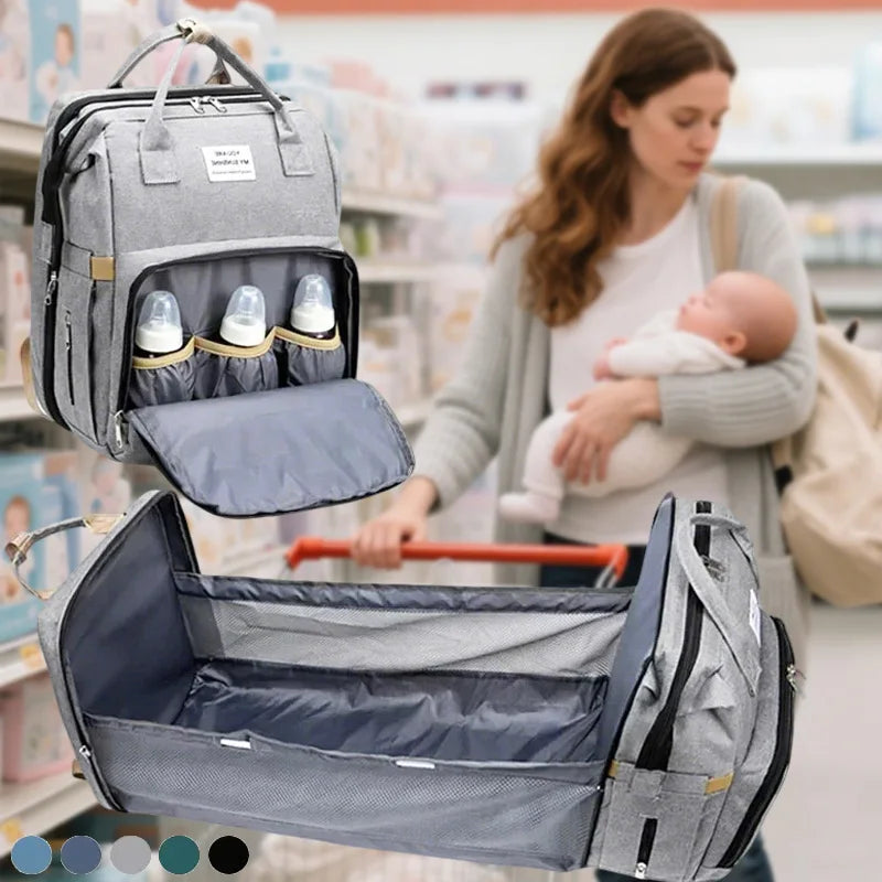 Mommy Diaper Bags Baby Bed Mother Large Capacity Nappy Milk Bottle Backpacks with Changing Mat Convenient Baby Nursing Bags