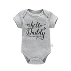 Pregnancy Reveals Hello Daddy I Can't Wait to Meet You Newborn Baby Girl Short Sleeves Jumpsuit Soft Cotton Bodysuit Romper