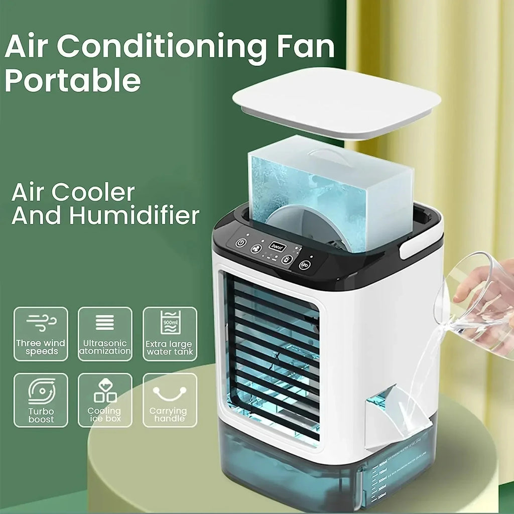 Quiet 3-Speed Portable Air Conditioner Mini Evaporative Cooler Humidifier for Bedroom