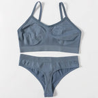Women Buttery Soft Bra And Panties Set Push-Up Unlined Brassiere Breathable Ribbed Underwear Stretchy Crop Top Sexy Lingerie Set