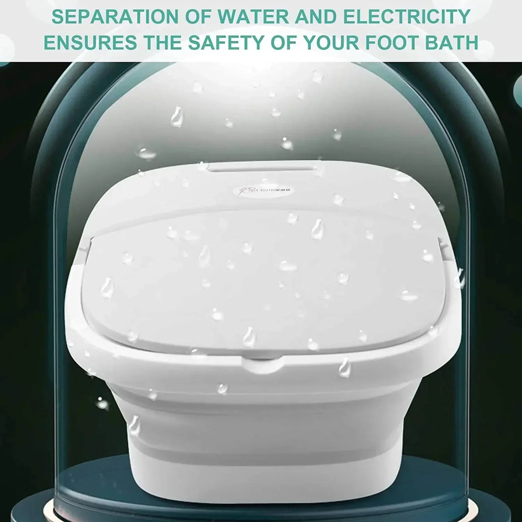 Folding Foot Bath Massager with Heat Vibration 4 Rollers Temperature Control Wireless Remote Foot Spa for Pain Relief Home Use