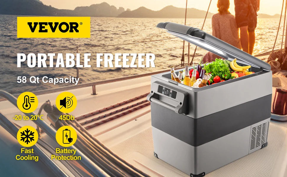 VEVOR Car Refrigerator Portable Compressor Cooler 35-55L Mini Fridge Freezer 12/24V DC 110-240V Ice Box for Camping Picnic Frige