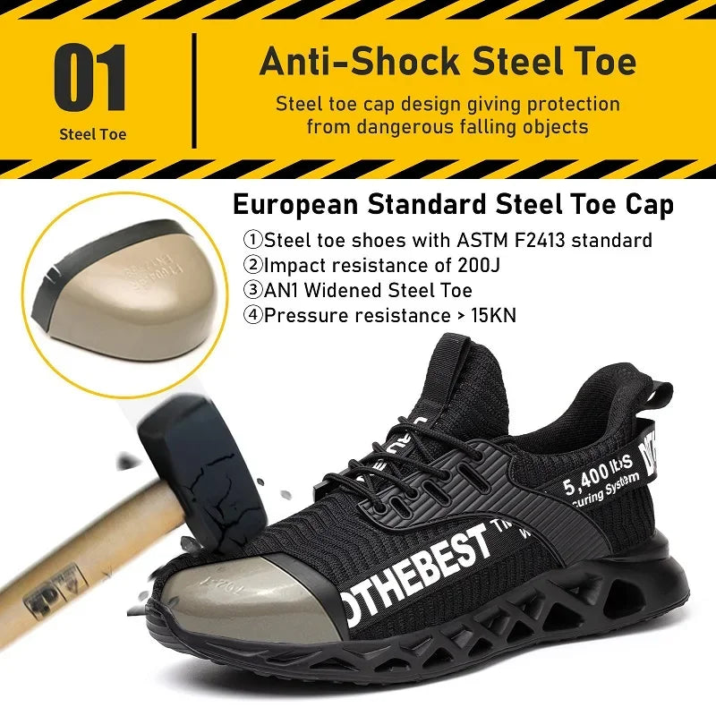 Safety Shoes Men For Work Sneakers Women Men Steel Toe Work Shoes Security Protective Shoes Lightweight Anti-Smash Anti-Puncture Secondary image