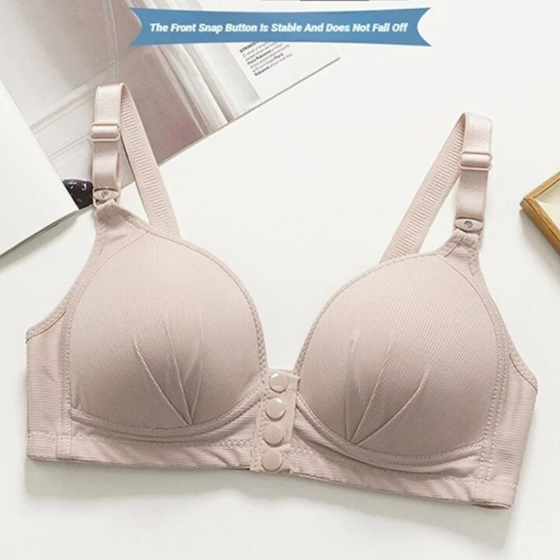 Wire Free Front Buckle Bra Thin Cup Breathable Push Up Side Support Vest Style Adjustable Comfort Underwear For Women