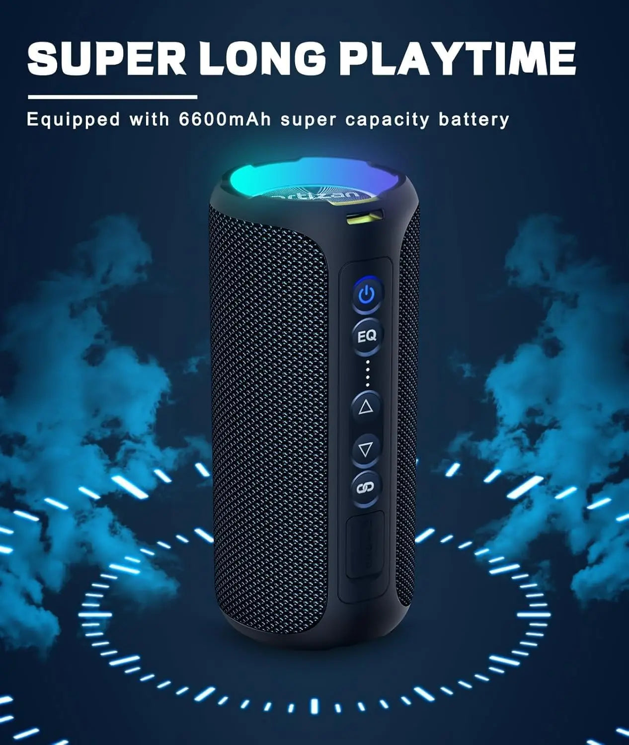 Ortizan X8 Pro Bluetooth Speaker Portable with 40W Stereo Sound,Rich Bass,IPX7 Waterproof, 30H Playtime, Mixed Color Lights,3 EQ