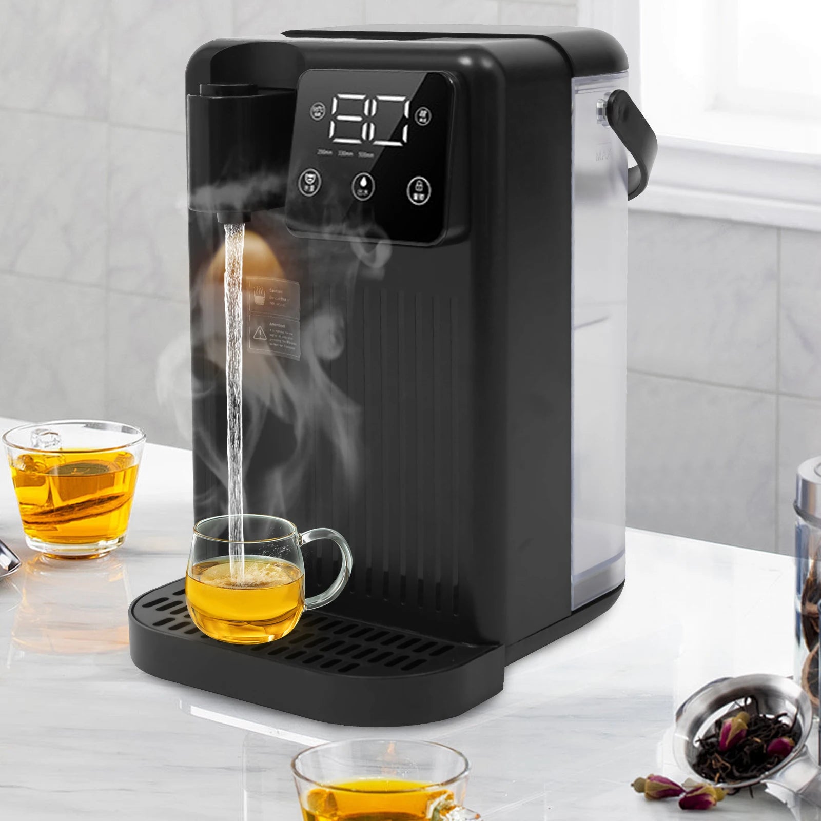 1700W 3L Instant Hot Water Dispenser 3s Heat LED Touch Screen Electric Kettle 25-99°C Temp Control EU Plug for Home Office Black