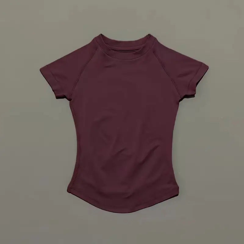 Sport Short Sleeve Top Women Running Sports T Shirt Summer Short Sleeve Round Neck Breathable Gym Vest Yoga Fitness Top