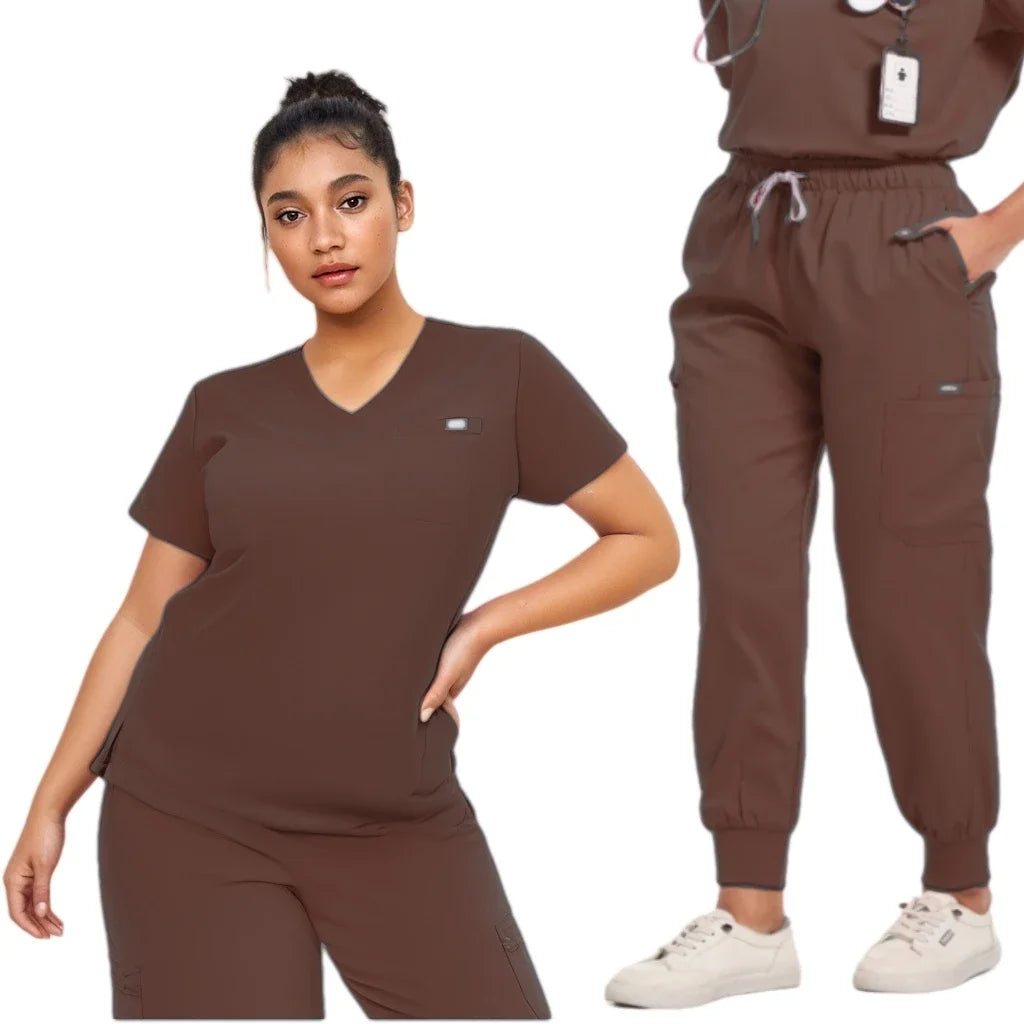Scrub Nursing Accessories Medical Surgical Gowns Doctor Nurse Special Scrub Minimalist Solid Color Work Wear Women Spa Work Wear Main image
