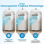 7000 BTU Portable Air Conditioner, 3-in-1 Cooling Dehumidifier & Fan, 2 Speeds, No External Unit, Quiet For Rooms Up To 30 m²