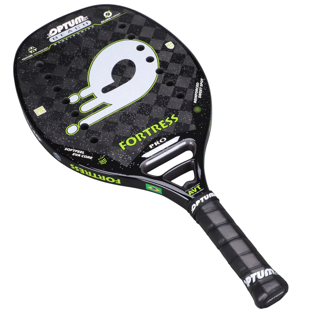 OPTUM FORTRESS 18K Carbon Fiber Rough Surface 14 Holes Beach Tennis Racket With Cover Bag