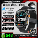 2025New GPS Smart Watch For Xiaomi IOS Military Compass Flashlight Smartwatch Men 10ATM Waterproof 100+Sport Modes BT Call Watch