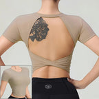 Cloud Hide Black Beauty Back Yoga Shirts Women Long Sleeve Blouse Plus Size Sports Gym Fitness Top Running T-Shirt Workout Shirt