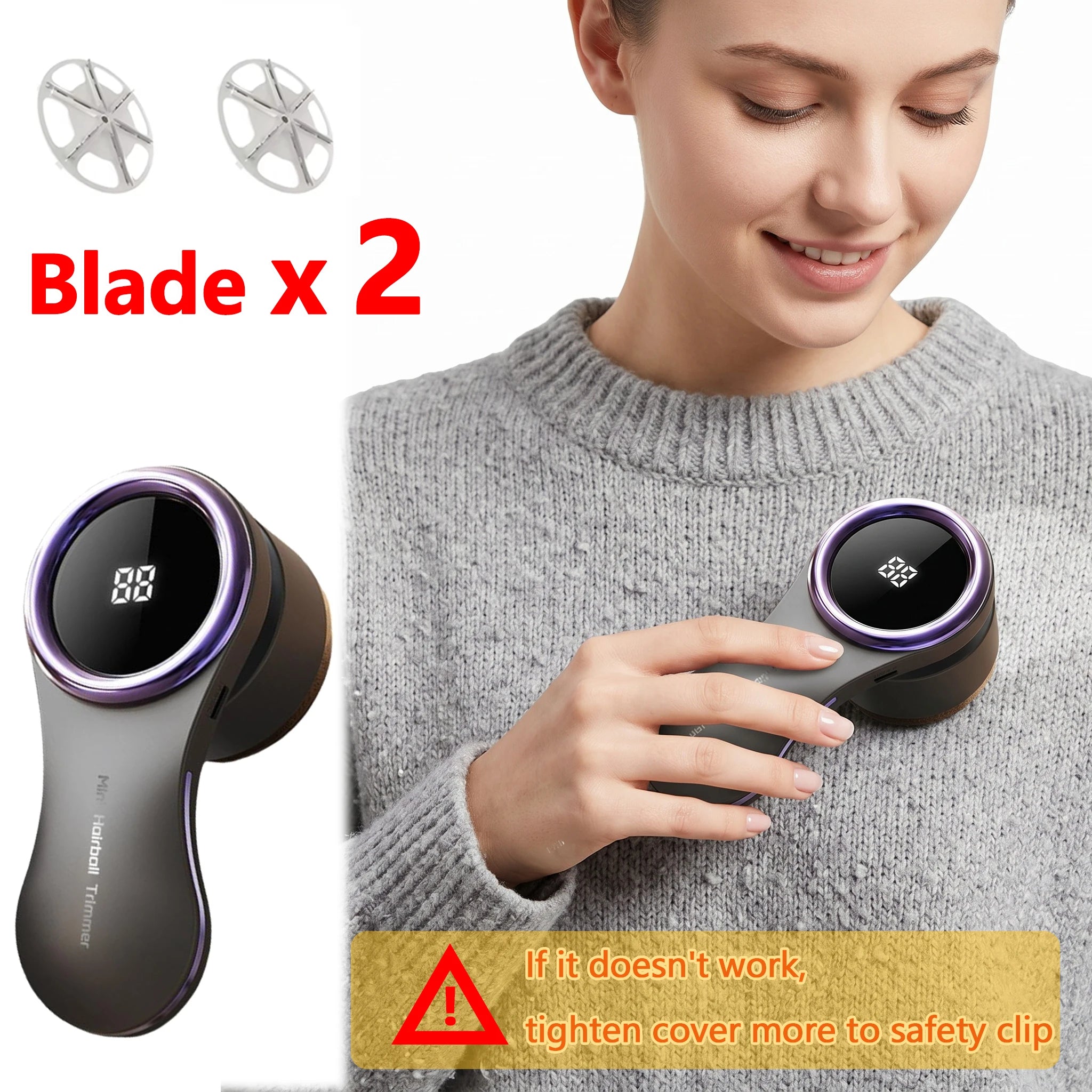 Electric Lint Remover Fabric Shaver LCD Display USB Rechargeable Portable Clothes Fuzz Remover Hair Balls Trimmer for Home