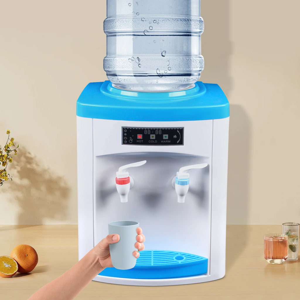 Compact Hot and Cold Water Dispenser, Energy-Saving Desktop Water Cooler Stainless Steel Mini Drinking Station for Office Home