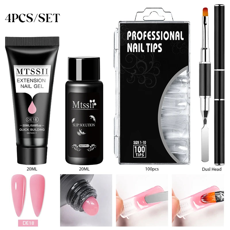 24PCS/Set 20ml Poly Naili Extension Gel  Kit Mini UV Lamp Sealer With Base Top Coat Professional Poly UVNail Gel Kit Starter Kit