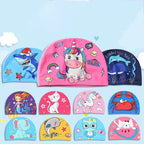 Kids Swim Cap Cartoon Pattern High Elastic Ear Protection Breathable for Pool Swimming Boys Girls Comfort Fit