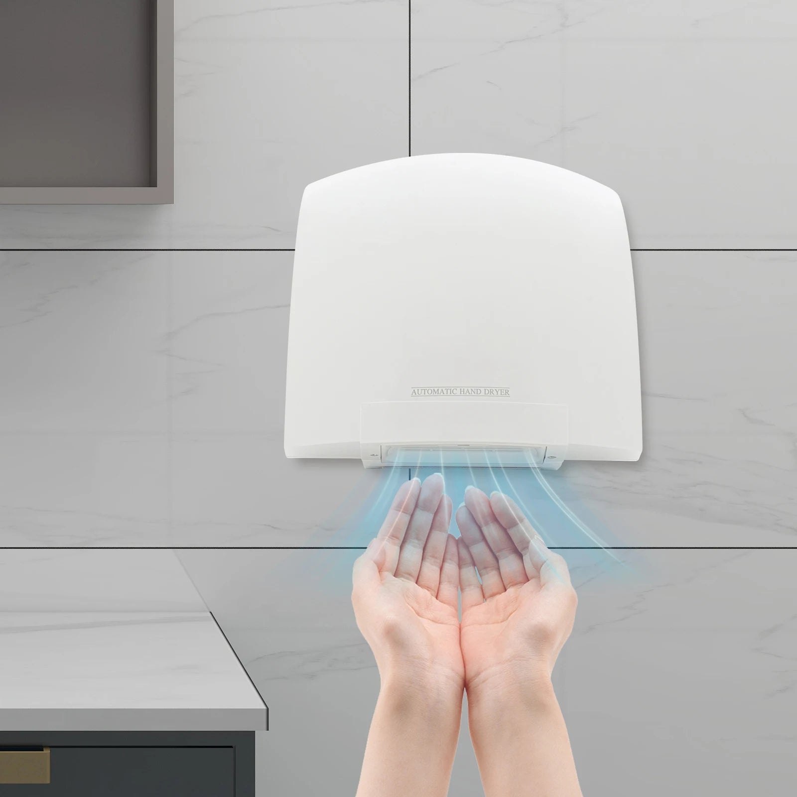 Electric Hand Dryer Compact Wall Mounted Automatic Air Hand Dryer with Infrared Sensor for Commercial Bathroom Hotel and Home