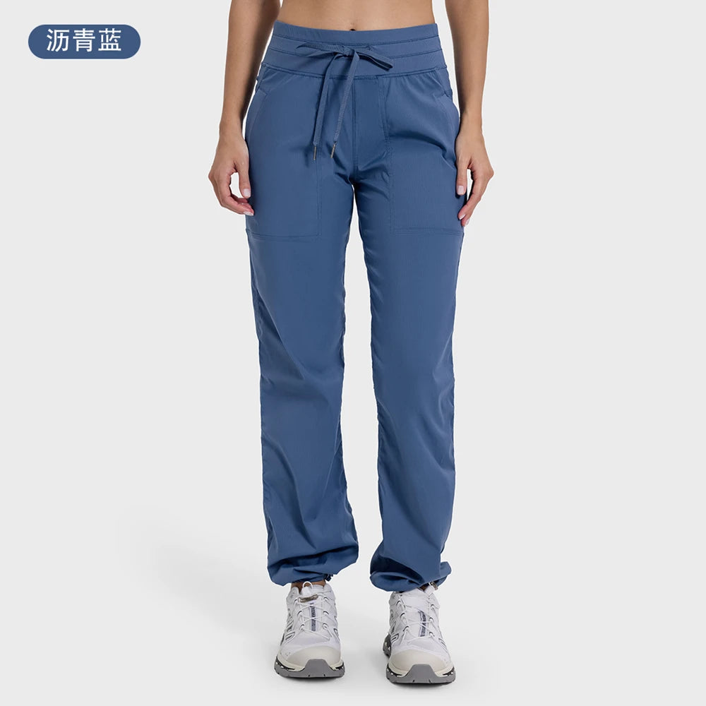 Women Quick Drying Sports Pants Lightweight Breathable Running Fitness High Waisted Loose Wide Leg Casual Yoga Pants 2024 Autumn