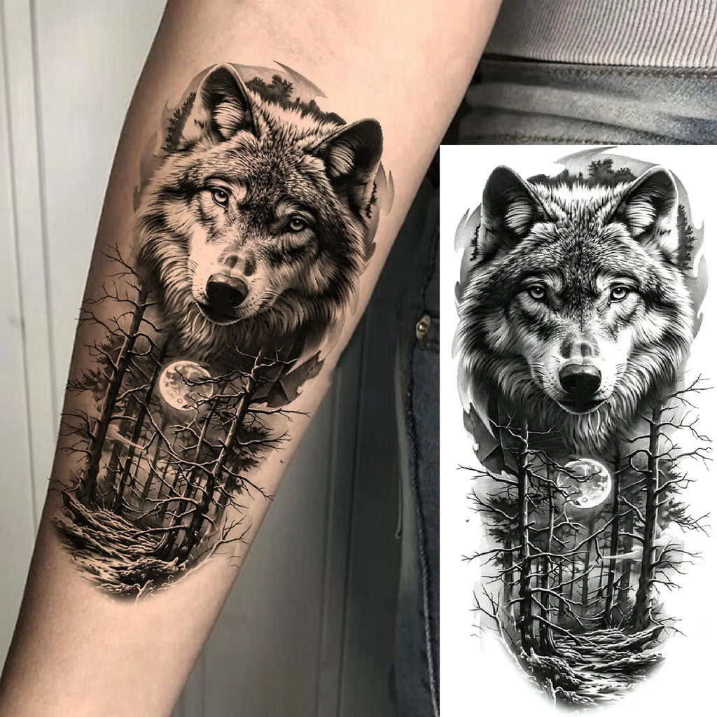 1 Sheet Cobra Snake Dragon Scorpion Temporary Tattoos For Men Women Waterproof Long Lasting Lion Tiger Wolf Fake Tattoo Stickers