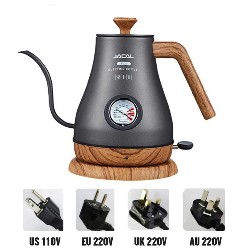 800W Electric Kettle Long Spout Coffee Kettle Tea Pot Hand Brewing Coffee Pot Tea Maker with Temperature Controller 1L